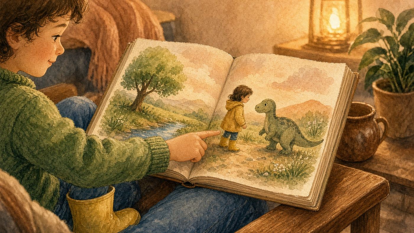 Ребёнок узнаёт себя на странице книги
